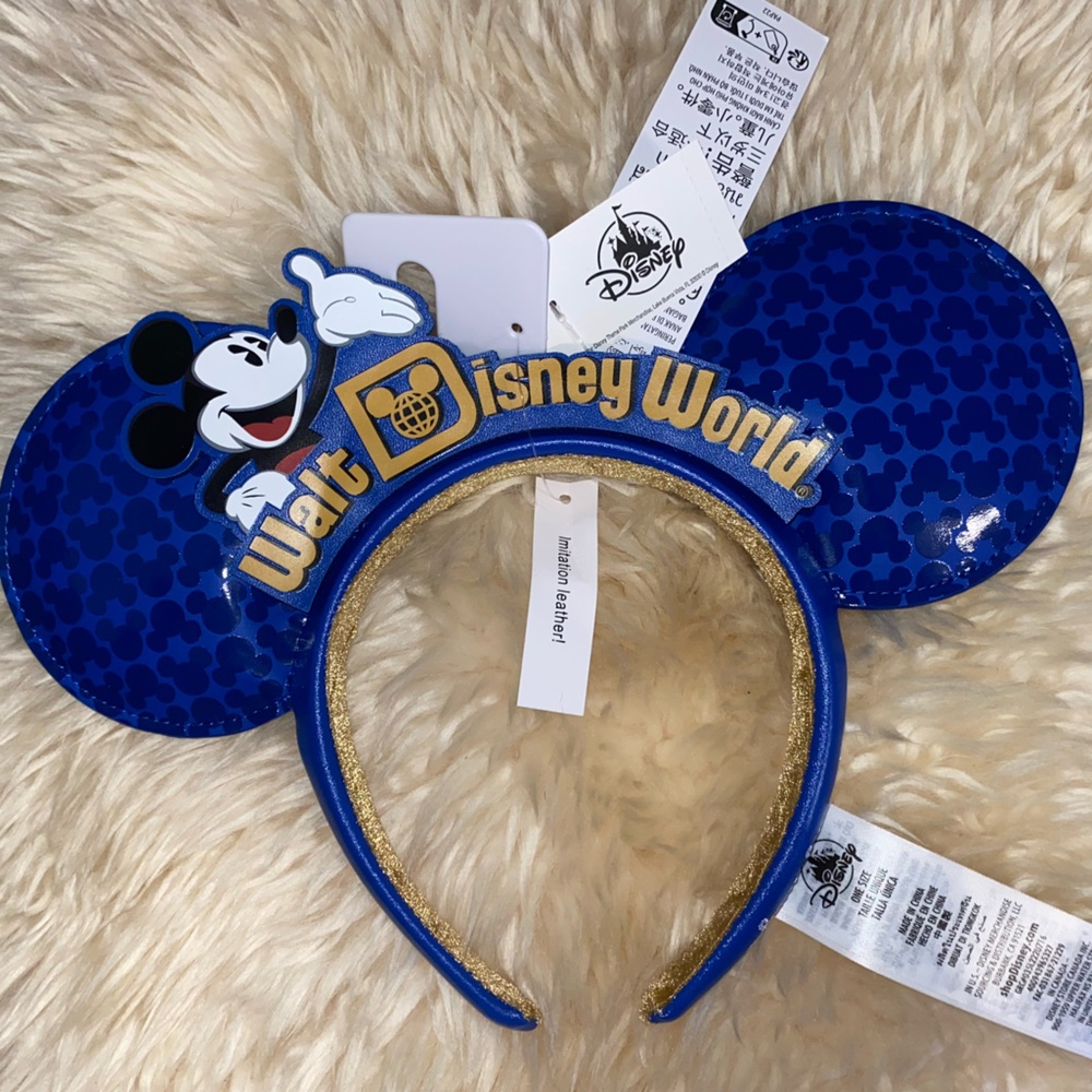 Walt Disney World Royal Blue Faux Leather Logo Ears Headband